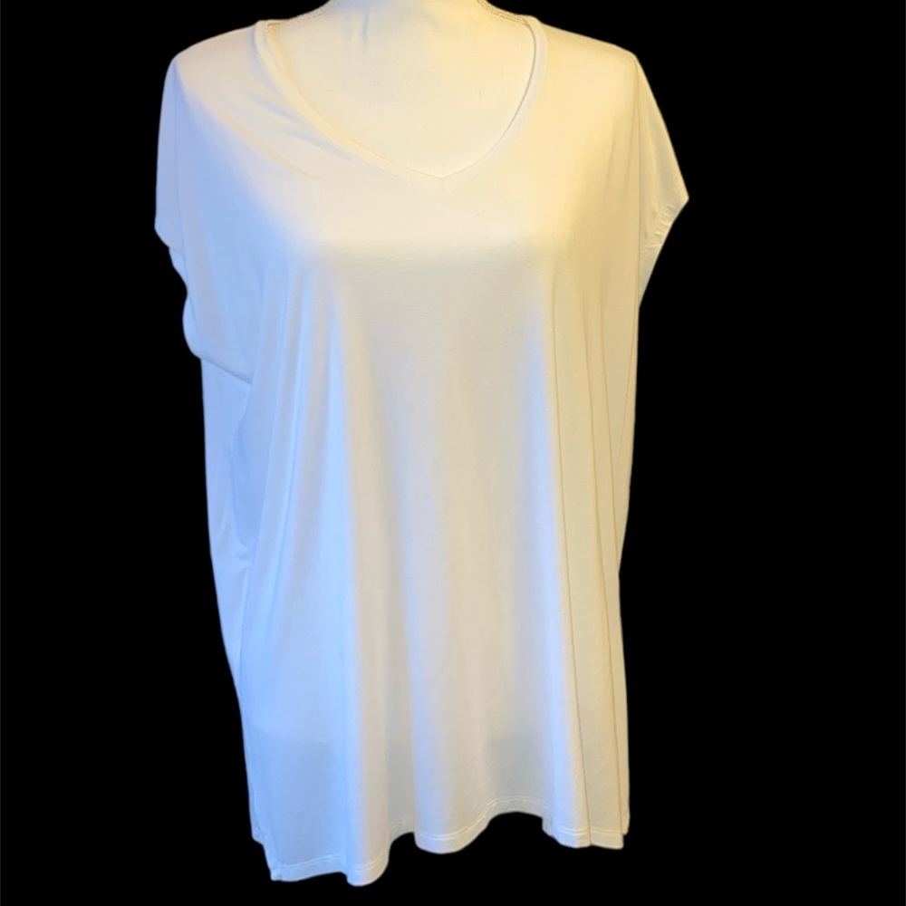 Eileen Fisher Womens Top Size Large White Short Sleeve Crewneck T-Shirt